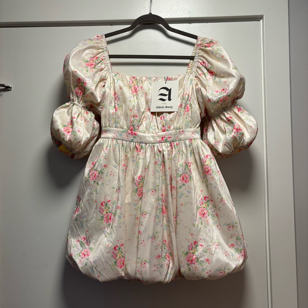 Nwt Anthropologie Maison Amory Romance Galore Floral Puff Dress M — image 3 of 6